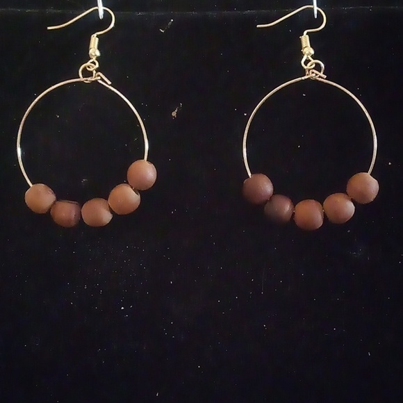 ❤️ Handmade Wooden Bead Earring Hoops - Picture 1 of 4